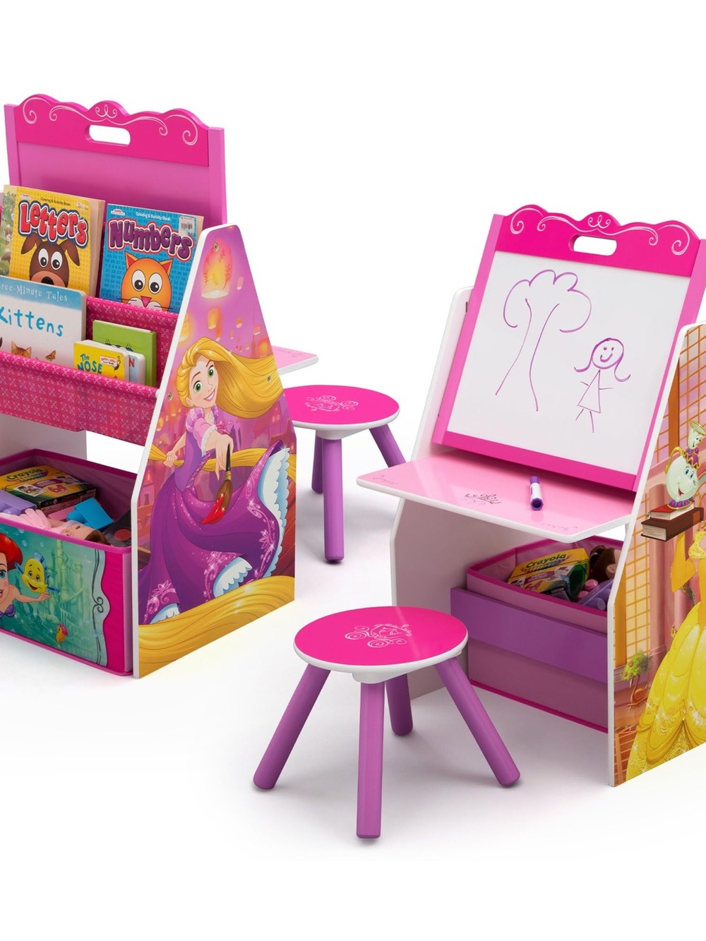 Disney Pink and Purple Princess Activity Desk and Stool Set